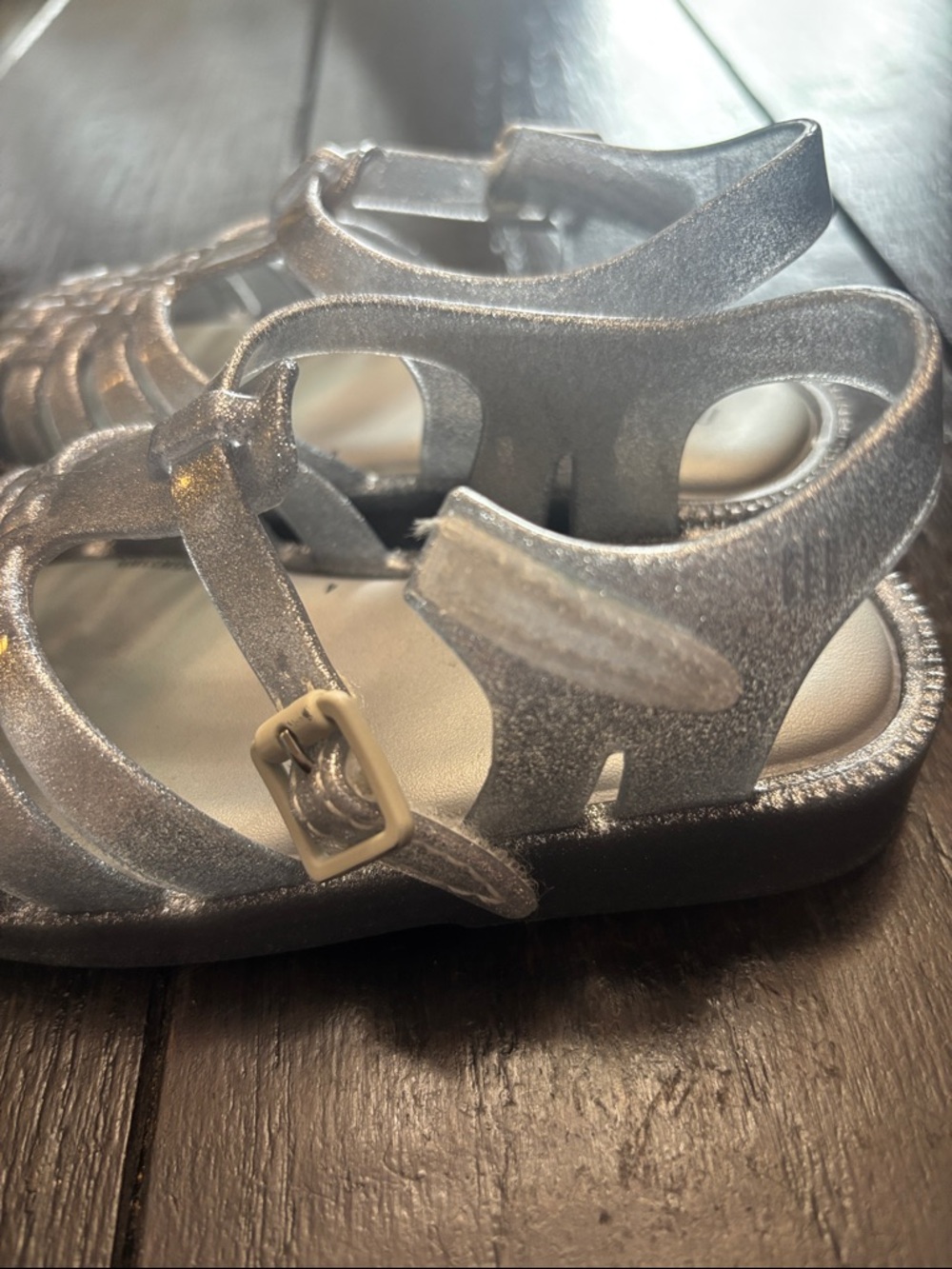Mini Melissa Metallic Silver Glitter Jelly Sandals - Picture 4 of 10